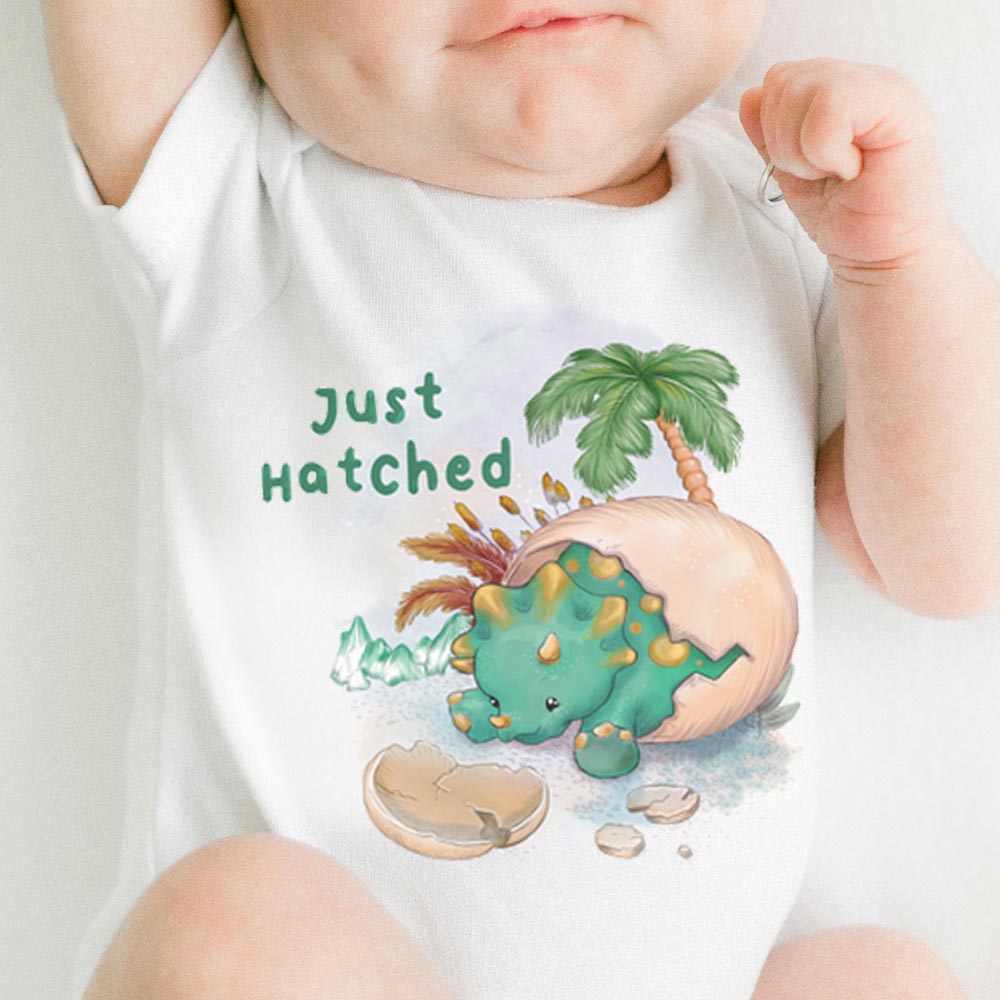 Dinosaur 'Just Hatched' 0-3 Months Baby Grow (Green)