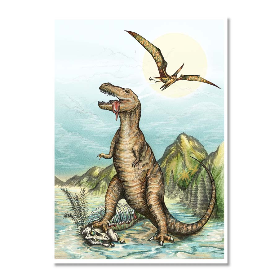 Vintage Style Dinosaur Posters (Tyrannosaurus, A5)
