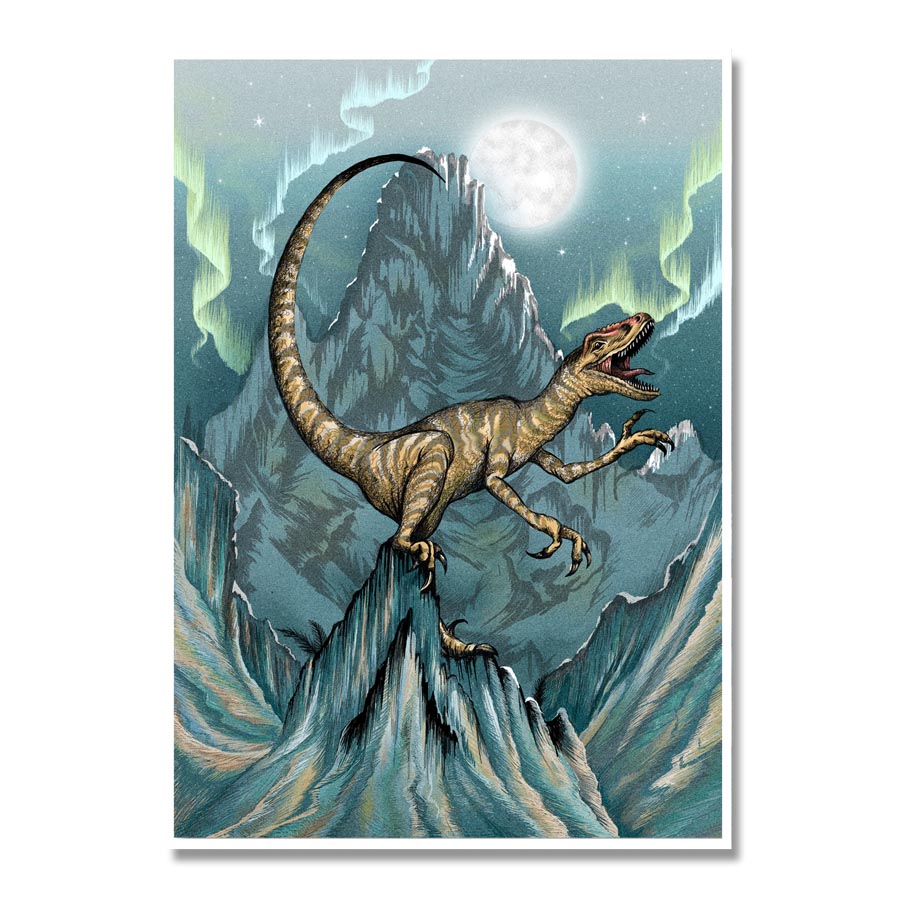 Vintage Style Dinosaur Posters (Velociraptor, A5)