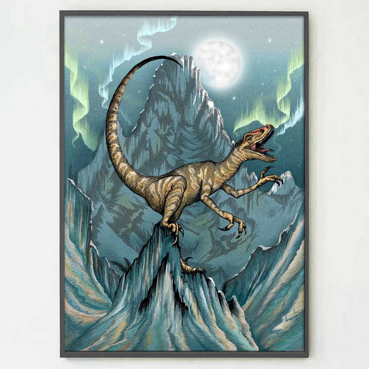 Vintage Style Dinosaur Posters (Velociraptor, A5)