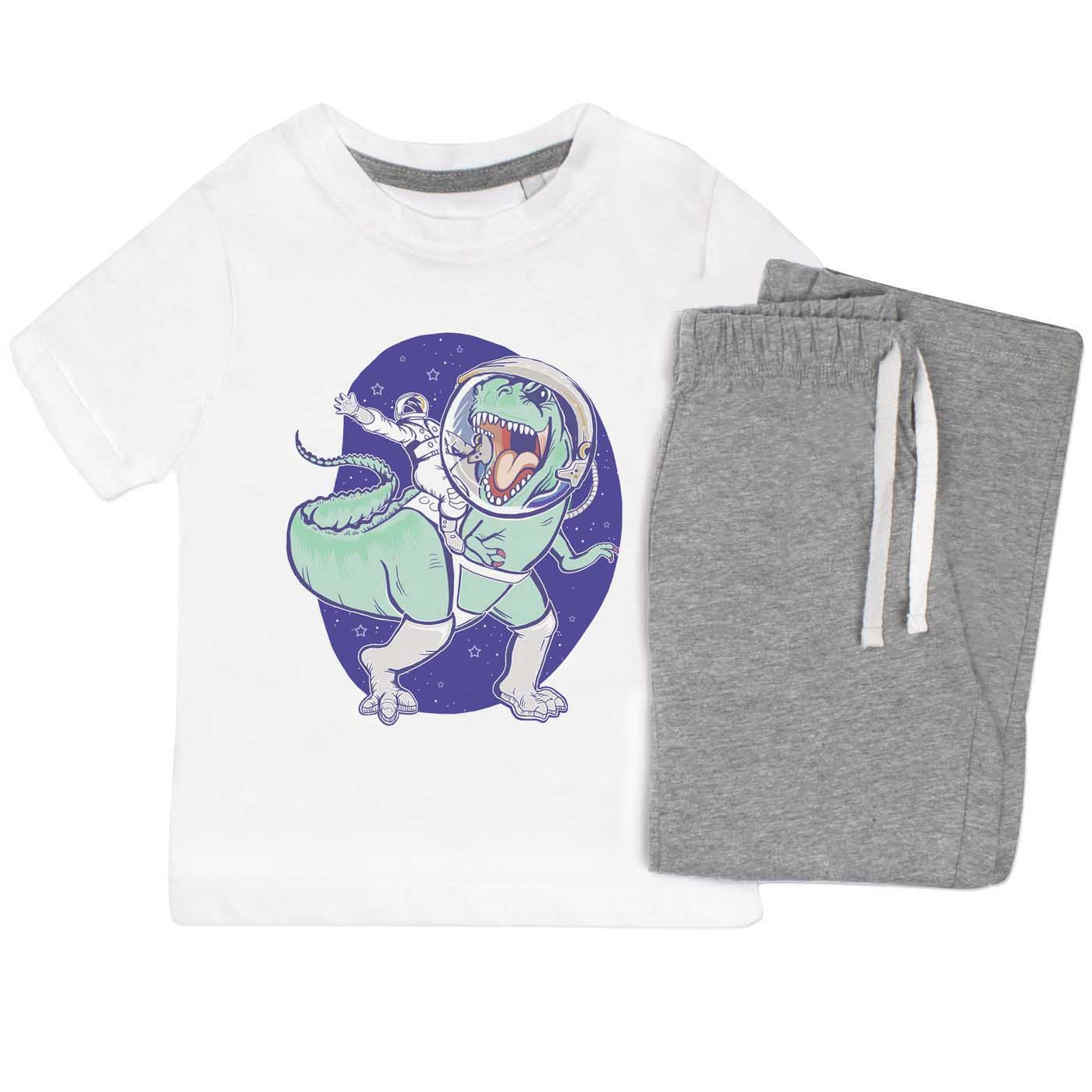 Astronaut & Space Dinosaur Kids Pyjama Set (Green, 7-8 Years)