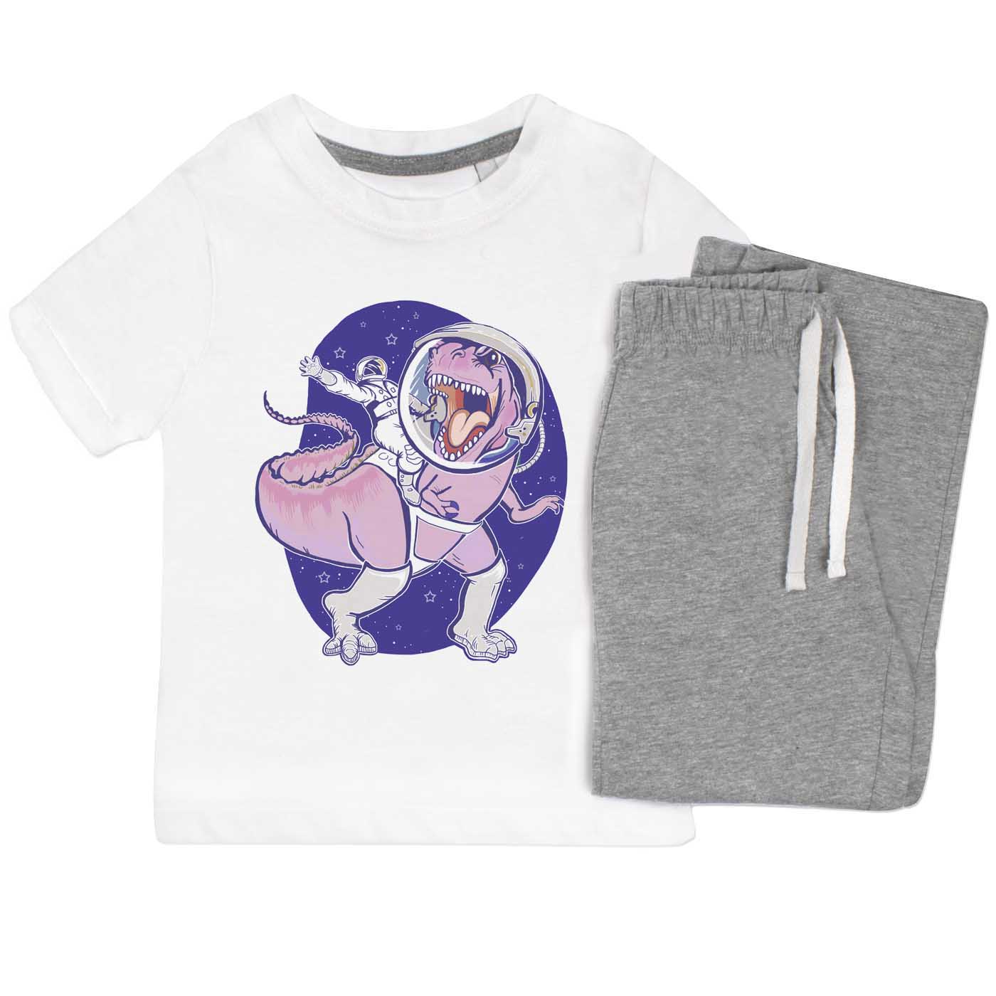 Astronaut & Space Dinosaur Kids Pyjama Set (Pink, 3-4 Years)