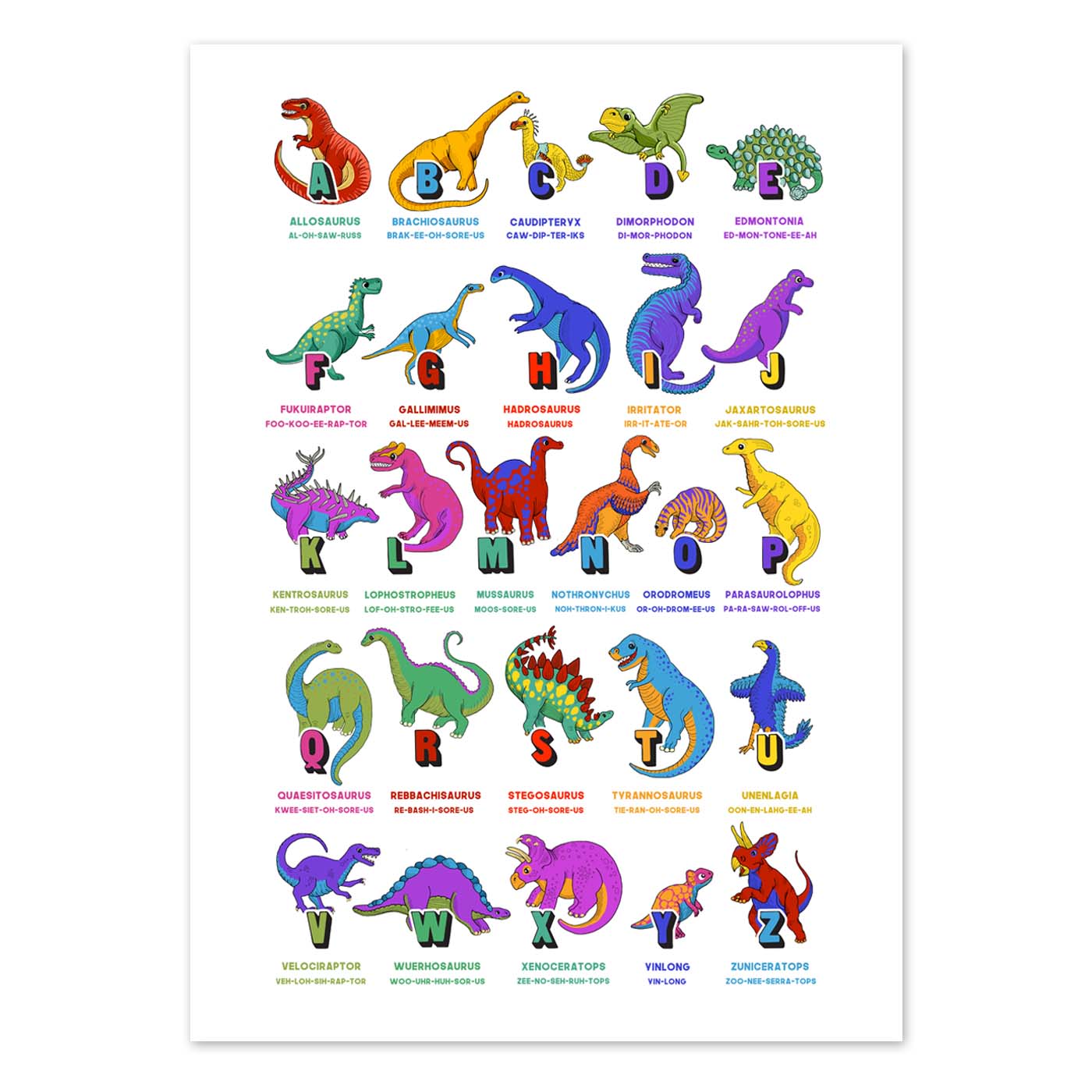 A-Z Dinosaur Alphabet Poster (A3)