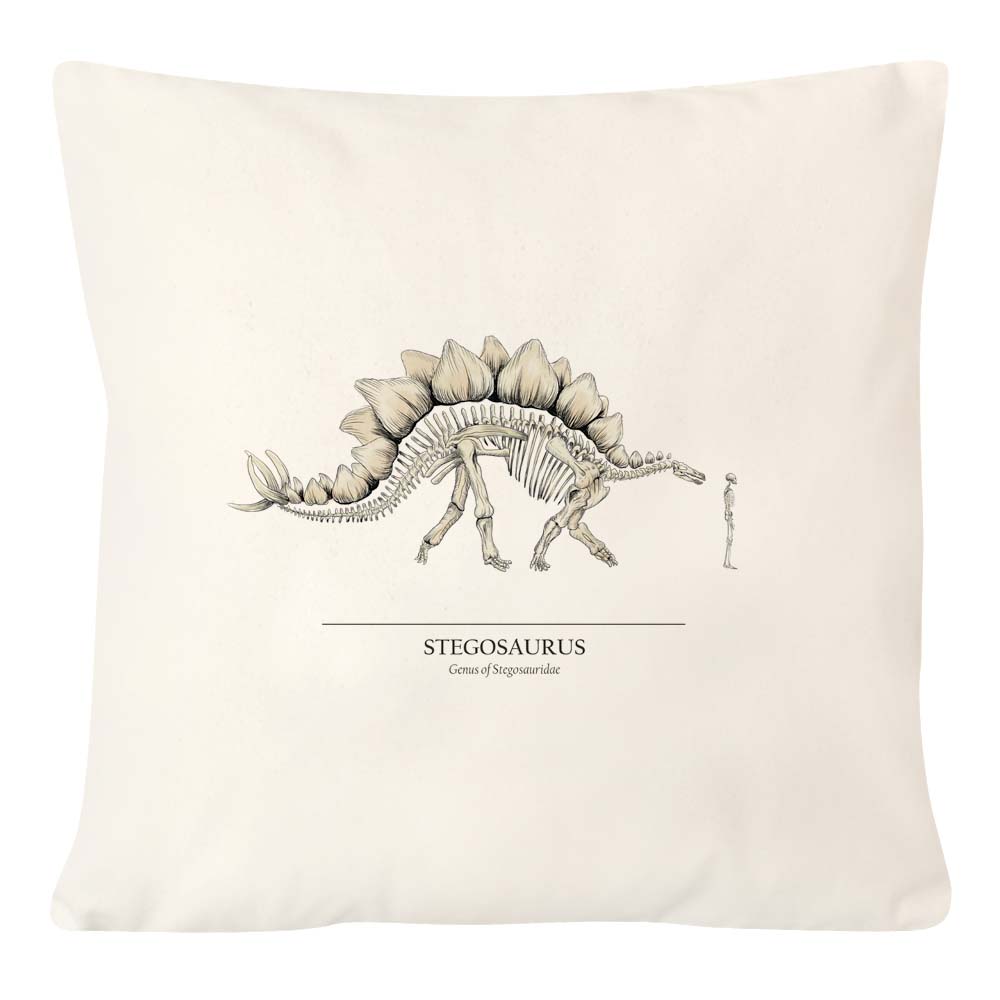 Human & Dinosaur Skeleton Size Comparison Cushion Covers (Stegosaurus)