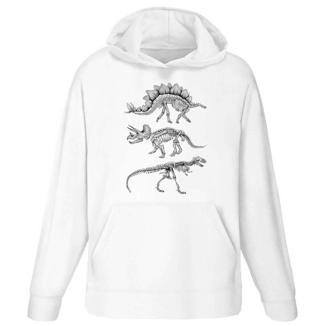 Three Dinosaur Skeletons Adult Hoodie (Medium)