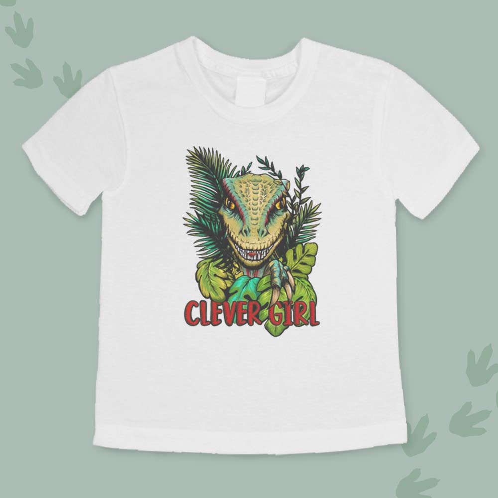 'Clever Girl' Velociraptor Dinosaur Kid's T-Shirt (7-8 Years)