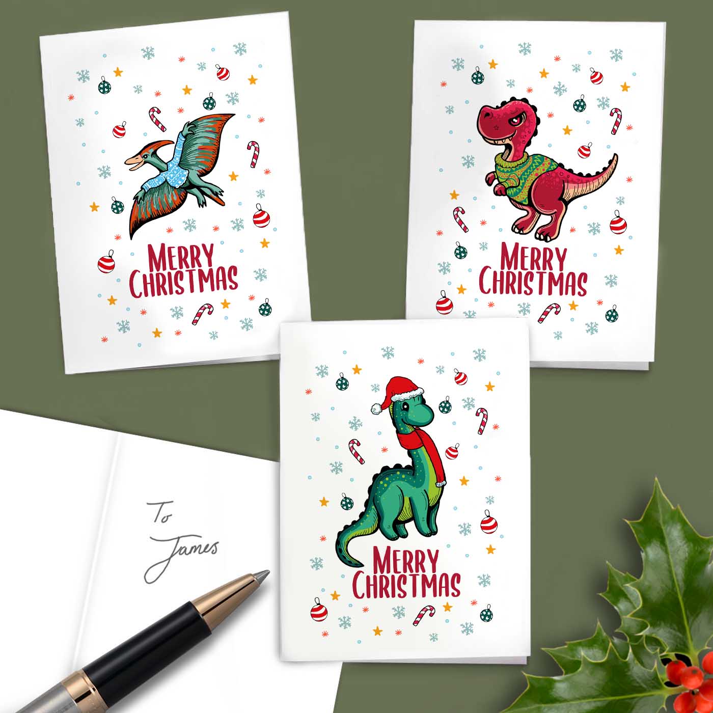 Kid's Dinosaur Christmas Wrapping Paper / Gift Tags