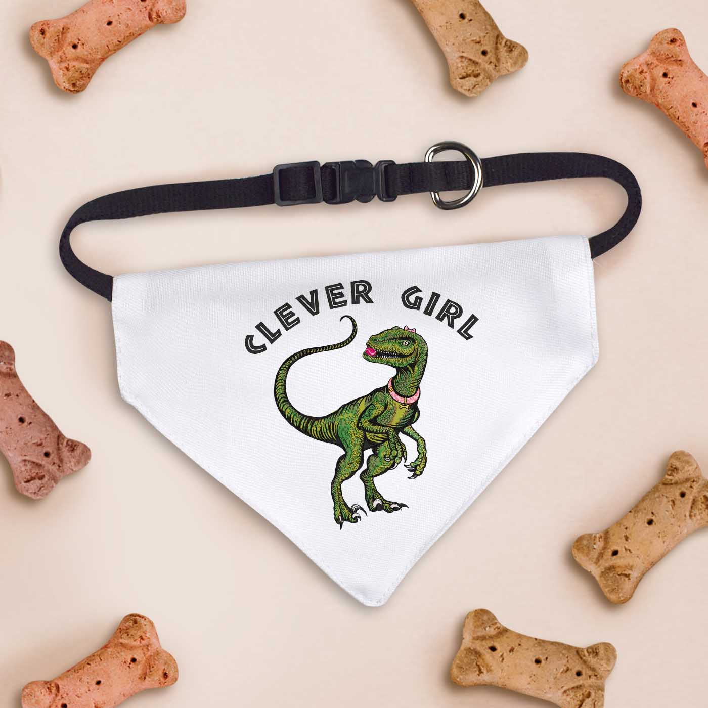 Clever Girl Dinosaur Dog Bandana (Small)