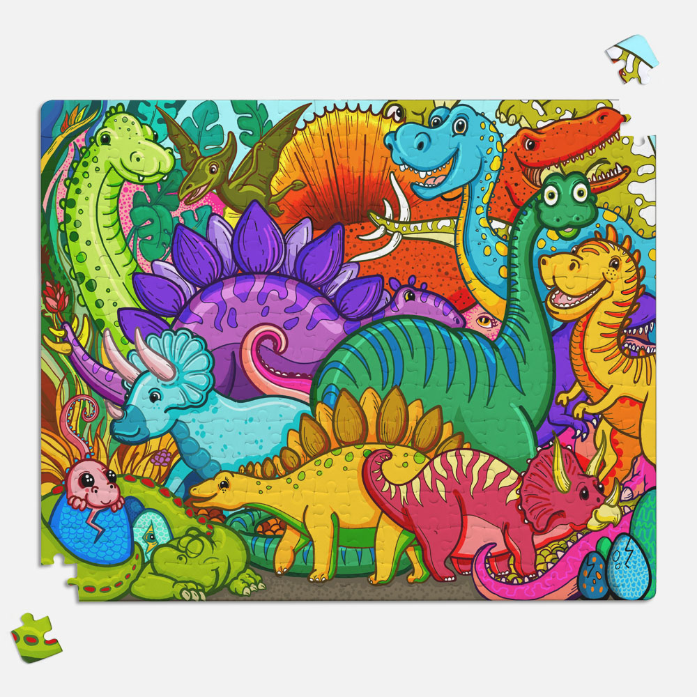 Dinosaur Jungle Kid's Jigsaw Puzzle (A3 Cardboard Jigsaw)